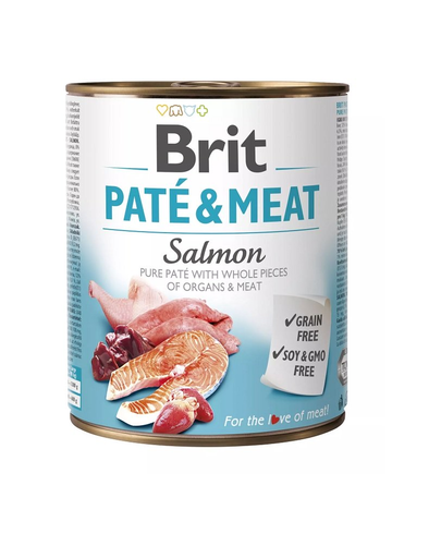 BRIT Pate&Meat Salmon Hrana Umeda Pentru Caini, Cu Somon, Set 6 X 800 G