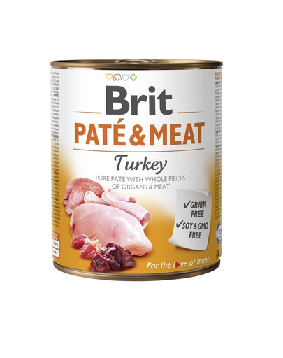 BRIT Pate&Meat turkey Hrana umeda pentru caini, cu curcan, set 6 x 800 g 800