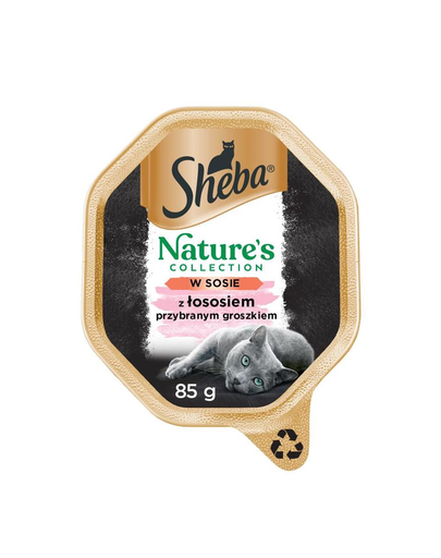 SHEBA Nature's Collection Hrana umeda pentru pisici adulte, set cu somon si mazare in sos 22 x 85 g