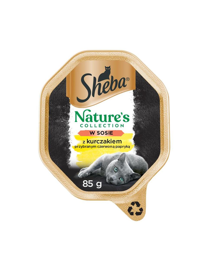 SHEBA Nature's Collection Hrana umeda pentru pisici adulte, set cu pui si ardei in sos 22 x 85 g