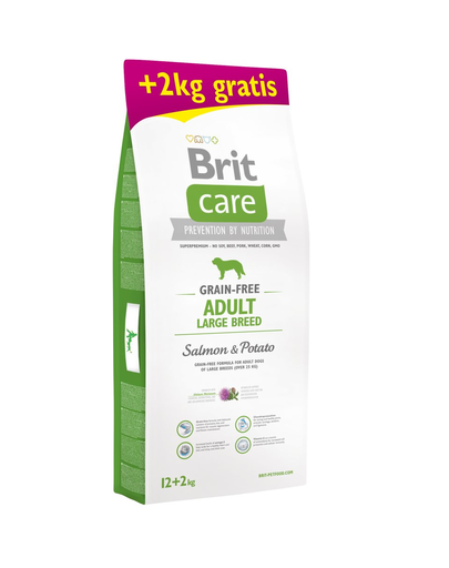 BRIT Care Grain-Free Adult Large Breed Salmon&Potato 12kg + 2 kg hrana uscata fara cereale pentru caini talie mare, somon si cartofi