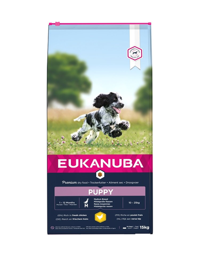 EUKANUBA Puppy Medium Breeds Hrana uscata pentru cainii junior de talie medie 15 kg