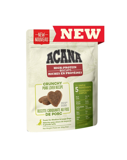ACANA High protein crunchy treats 100 g recompense crocante de ficat de porc, pentru caini
