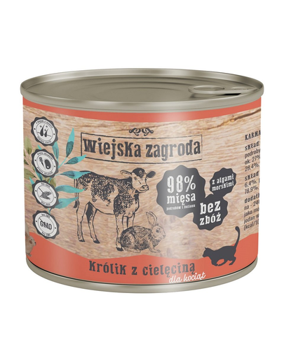 WIEJSKA ZAGRODA Kitten Hrana umeda pentru pisoi, cu iepure si vitel 200 g Fera