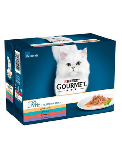 GOURMET Perle Mix Hrana umeda pentru pisici adulte, mix fileuri 12 x 85 g