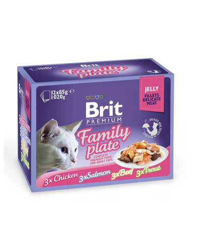 BRIT Premium Cat Family Plate file în jeleu – diverse arome 1,2 kg (12×85 g) Brit imagine 2022