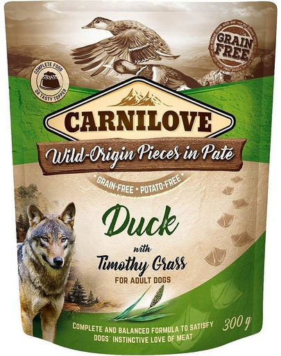 CARNILOVE Dog Paté Duck with Timothy Grass 12 x 300g Hrana umeda pentru caini, cu rata