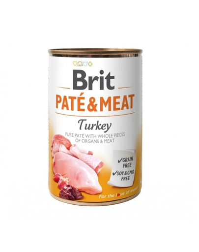 BRIT Pate&Meat turkey Hrana umeda pentru caini adulti, cu curcan, set 6 x 400 g