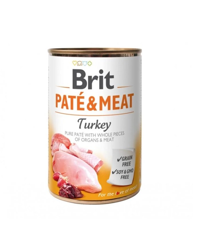 BRIT Pate&amp;Meat turkey Hrana umeda pentru caini adulti, cu curcan, set 6 x 400 g