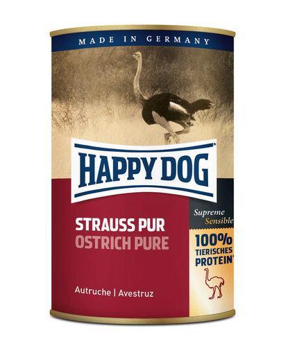 HAPPY DOG Pur Strauss hrana umeda caini adulti, cu strut 400g