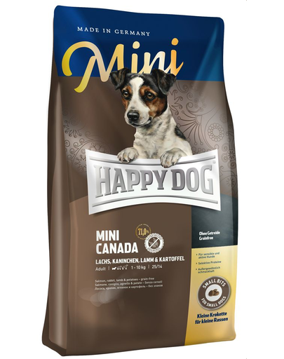 HAPPY DOG Mini Canada hrana uscata caini adulti sensibili de talie mica, cu somon 4 kg Adulti