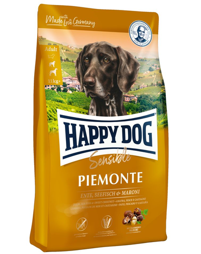 HAPPY DOG Supreme Piemonte hrana uscata caini adulti, cu rata, castane si peste 10 kg Adulti imagine 2022