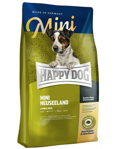 HAPPY DOG Mini Neuseeland Hrana Uscata Caini Adulti De Talie Mica Cu Probleme Digestive 8 Kg