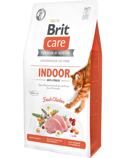 BRIT Care Cat Grain-Free Indoor Anti-Stress hrana uscata pisici, hipoalergenica, fara cereale, cu pui 2 kg Fera