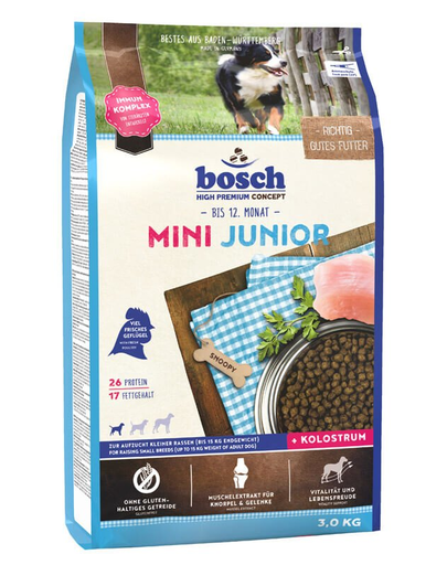 BOSCH Mini Junior Hrana uscata pentru catei de talie mica, cu carne de pasare 3 kg Bosch imagine 2022