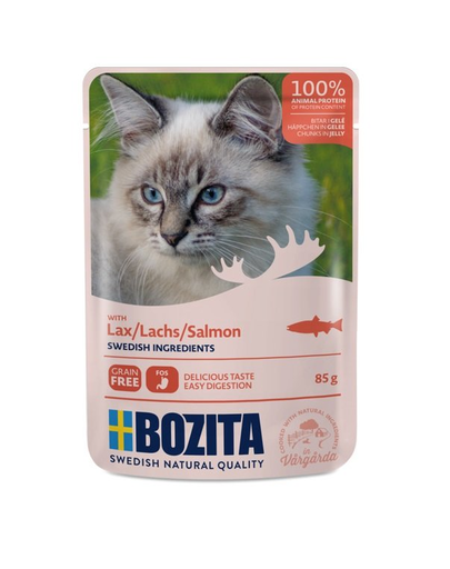 BOZITA Salmon Hrana umeda pentru pisici adulte, cu somon in aspic 85 g