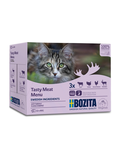 BOZITA Multibox Meat Menu Hrana umeda pentru pisici adulte, mix de carnuri 12 x 85 g BOZITA imagine 2022