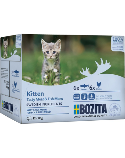 BOZITA Kitten Multibox Meat&Fish Menu Hrana umeda pentru pisoi, cu peste 12 x 85 g BOZITA imagine 2022