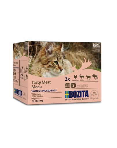 BOZITA Multibox Meat Menu Multibox Meat Menu Hrana umeda pentru pisici adulte, mix de carnuri 12 x 85 g BOZITA imagine 2022