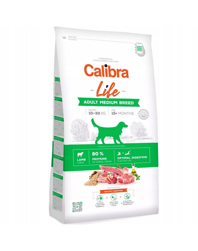 CALIBRA Dog Life Adult Medium Breed Lamb Hrana Hipoalergenica Pentru Caini Adulti De Talie Medie, Cu Miel 12 Kg