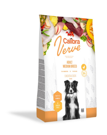 CALIBRA Dog Verve GF Adult Medium Chicken&Duck Hrana Uscata Pentru Caini Adulti De Talie Medie, Cu Pui Si Rata 12 Kg
