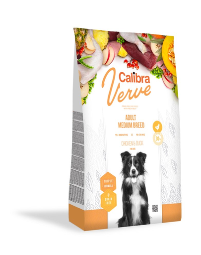 CALIBRA Dog Verve GF Adult Medium Chicken&Duck Hrana uscata pentru caini adulti de talie medie, cu pui si rata 12 kg