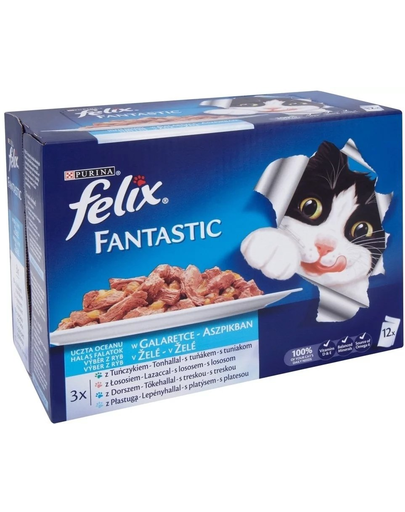 FELIX Fantastic Hrana umeda pentru pisici adulte, mix de peste in aspic 72x100g