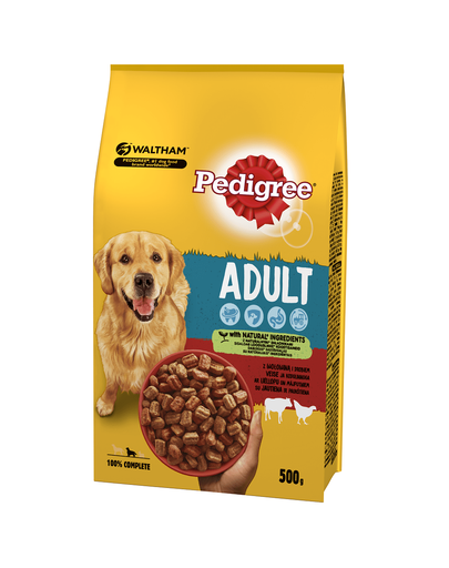 PEDIGREE Dry adult Hrana uscata pentru caini adulti, cu vita si pasare 500 g