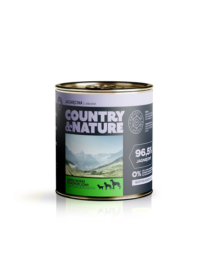 COUNTRY&amp;NATURE Hrana umeda pentru caini, cu miel si mar 850 g