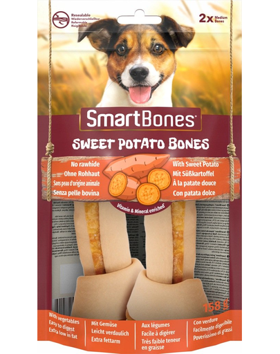 SmartBones Sweet Potato Medium Recompense Pentru Caini De Talie Medie, Cartofi Dulci Si Piept De Pui 2 Buc.