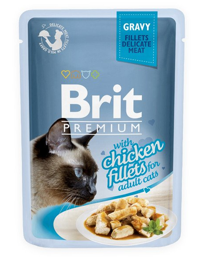 BRIT Premium Cat Fillets In Gravy Hrana Umeda Pentru Pisici, File De Pui In Sos 24 X 85g