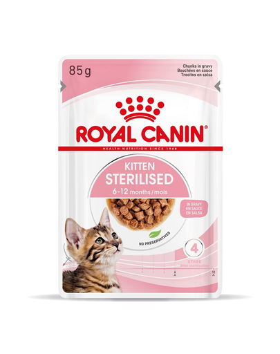 ROYAL CANIN Kitten Sterilised Hrana umeda pentru pisoi sterilizati pana la 12 luni, in sos 12 x 85g 85g imagine 2022