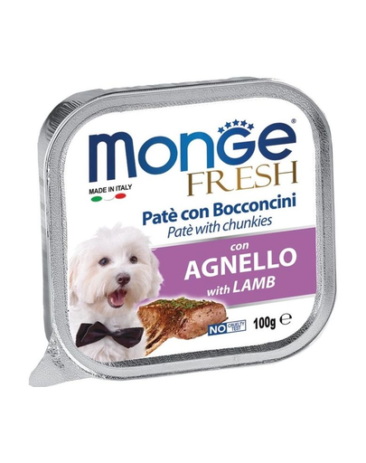 MONGE Fresh hrană umedă pentru câini sub formă de pate, cu miel 100 g