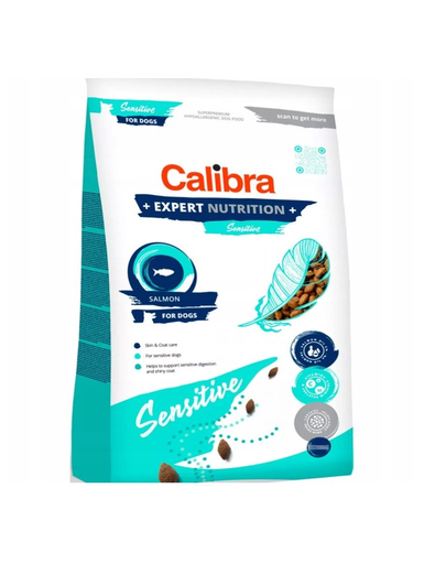 CALIBRA Dog Expert Nutrition Sensitive Hrana Uscata Pentru Caini Adulti Cu Tract Digestiv Sensibil, Cu Somon 12 Kg