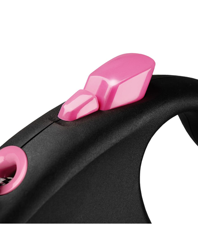 FLEXI Black Design lesa automata cu sir pentru caini, roz, marimea M, 5 m