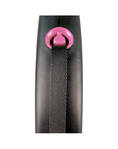 FLEXI Black Design lesa automata cu banda pentru caini, negru cu roz, marimea S, 5 m