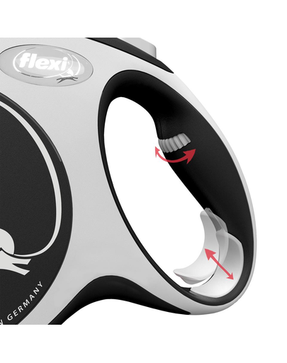 FLEXI New Comfort lesa automata cu banda pentru caini, alb negru, marimea M, 5 m