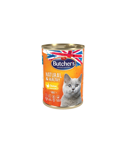 BUTCHER'S Natural&Healthy Cat cu bucăți de pui în jeleu 400 g