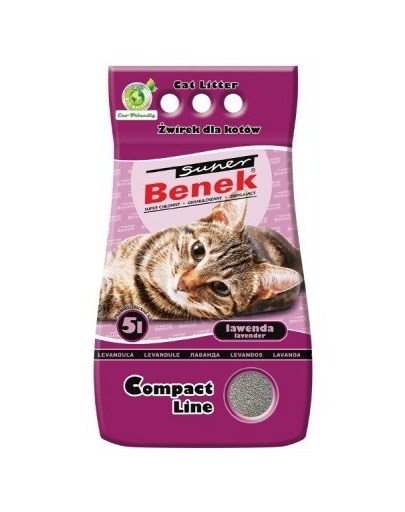  BENEK Super Compact cu lavanda 5 l x 2 (10 l) nisip pentru litiera 