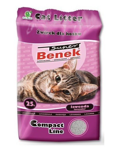 Benek Super Compact nisip pentru litiera pisicilor, cu lavanda 25 l x 2 (50 l)