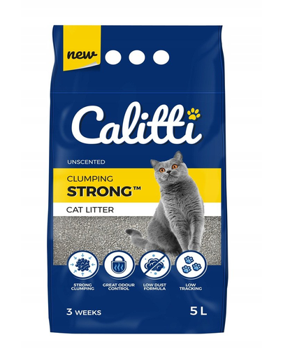 CALITTI Strong Unscented Asternut Din Bentonita Pentru Pisici, Inodor 20 L (4 X 5 L)