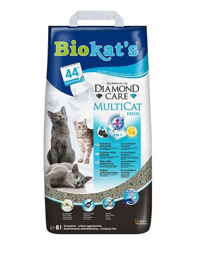 BIOKAT’S Diamond Care Multicat Fresh 8 L nisip pentru pisici, din bentonita