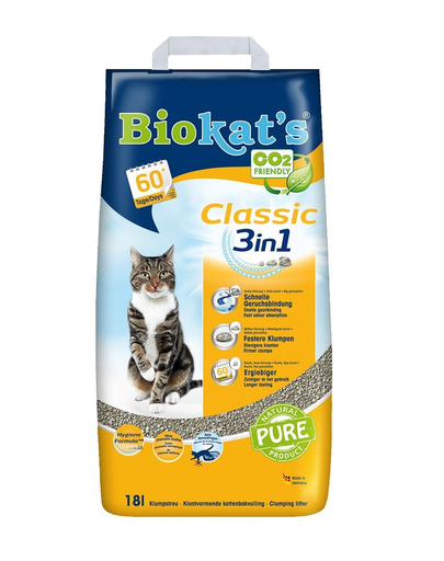 BIOKAT’S Classic 3in1 nisip pentru pisici, din bentonita 18 L 3in1 imagine 2022