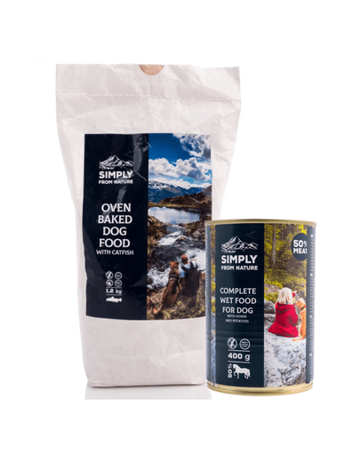 Simply from nature hrana caini, cu somon 1,2 kg + conserva pentru caini 400 g gratis