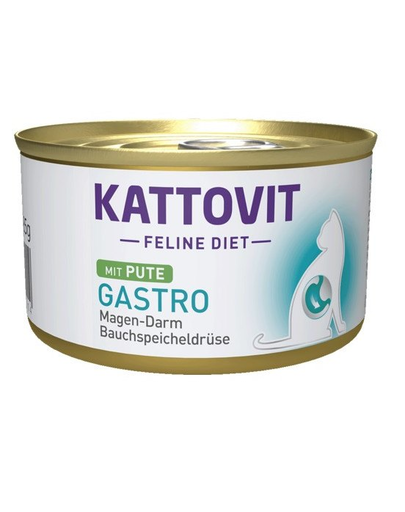 KATTOVIT Feline Diet Gastro Turkey hrana umeda dietetica pentru pisici cu afectiuni gastrointestinale, curcan 85 g