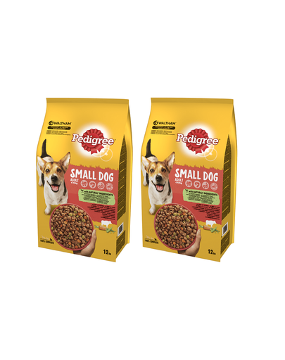 PEDIGREE Adult Hrana Uscata Pentru Caini Adulti De Talie Mica, Cu Vita Si Legume 2x12kg