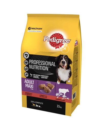 PEDIGREE Professional Nutrition Adult Maxi Hrana Uscata Caini Adulti Talie Mare, Cu Vita Si Orez 15kg