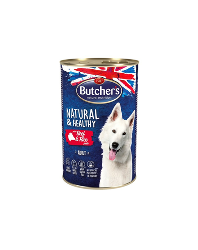 BUTCHER'S Dog Natural&Healthy pate cu vită și orez 1200 g