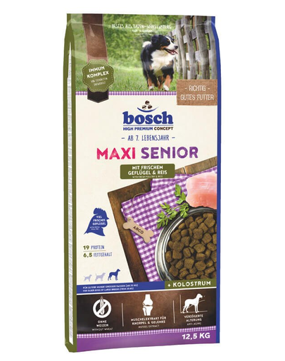 BOSCH Maxi Senior Hrana uscata cu pasare si orez pentru cainii adulti 12,5 kg