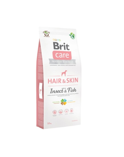 BRIT Care Dog Adult Hair&Skin Hrana uscata hipoalergenica cu peste si insecte pentru cainii adulti 12 kg